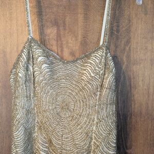 Gold Beaded Spaghetti Strap Women's Top